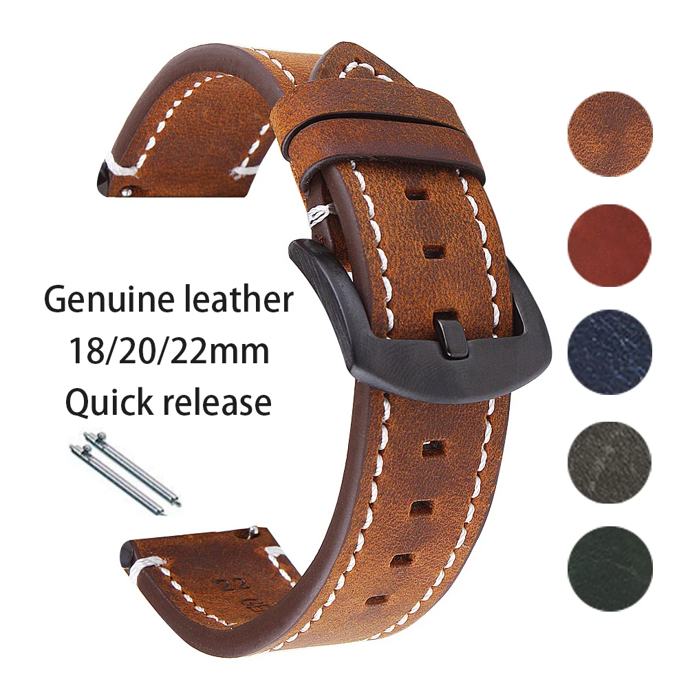 Seiko Watches Smartwatch - Bracelet de montre en cuir véritable