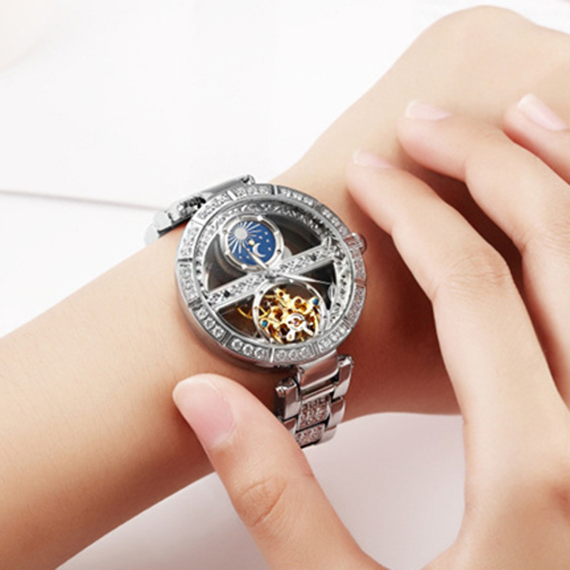 Skeleton Mechanical Watch - Dames montre automatique femme de luxe