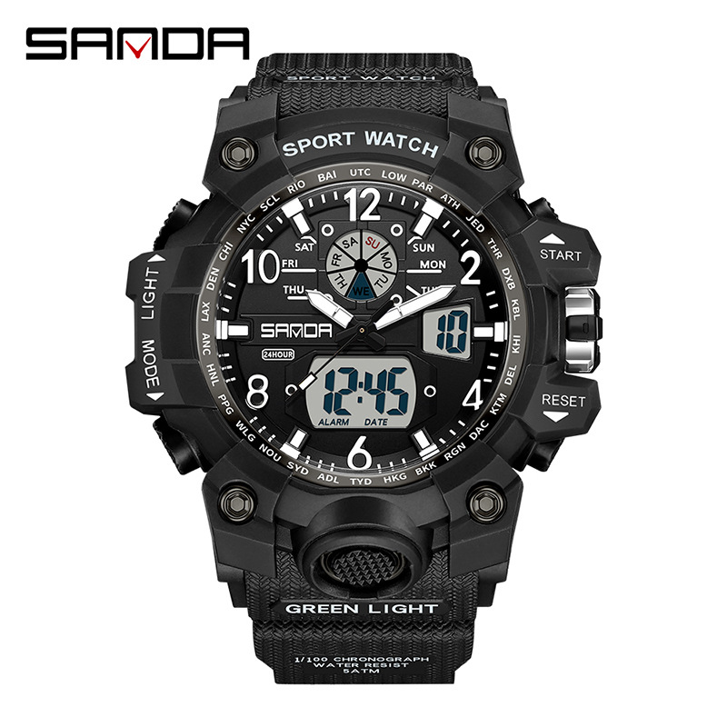 Chronograph Sport Watch - Mode Sanda marque jeunesse militaire sport