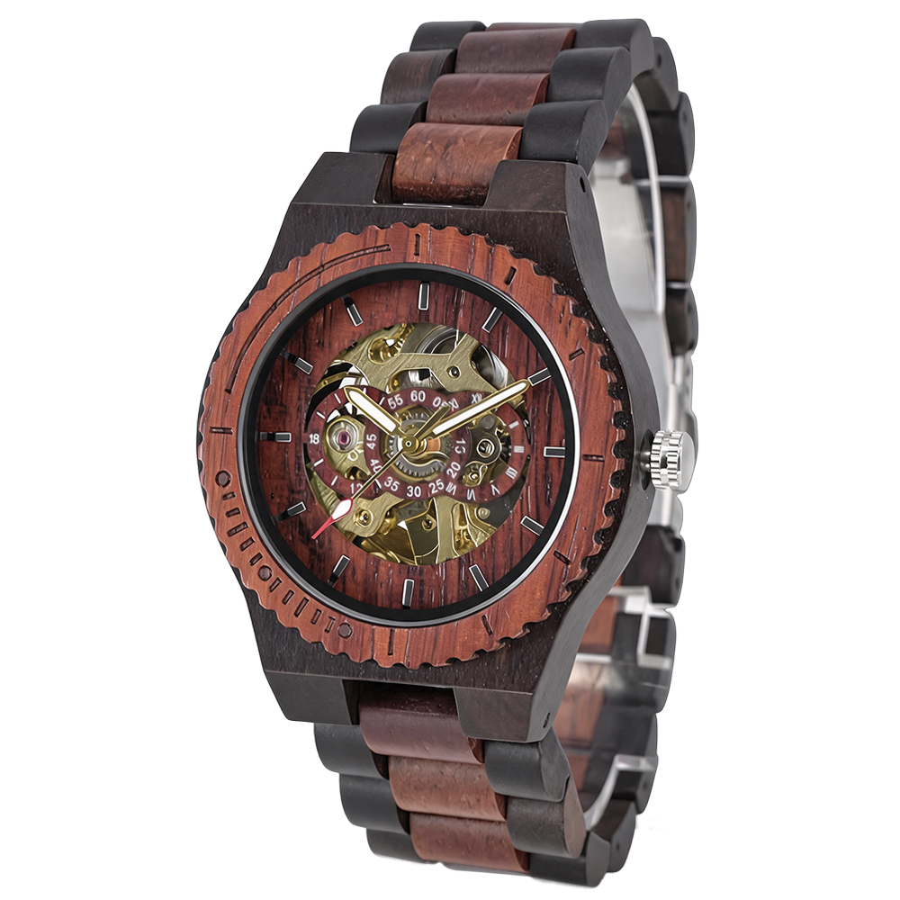 Skeleton Mechanical Watch - Montre mécanique en bois pour femme,