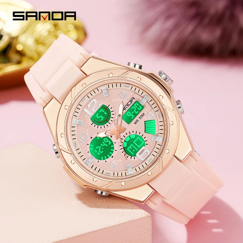 Montre SANDA rose pour femme,  - Chronograph Sport Watch avis et prix