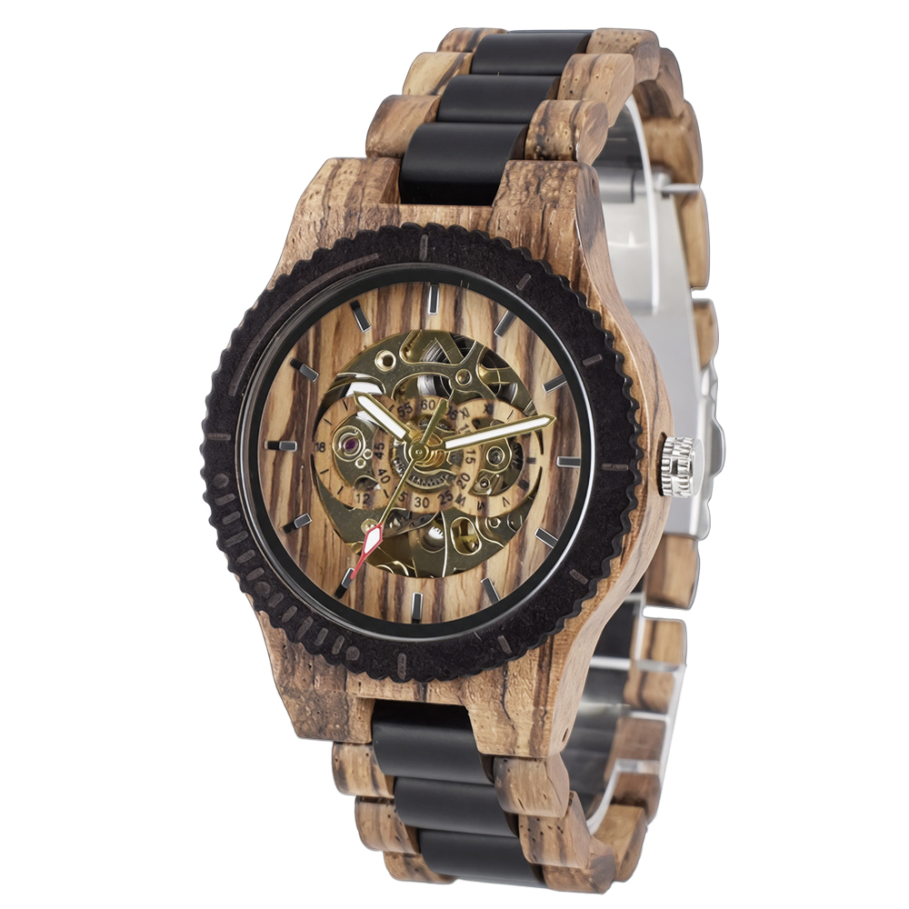 Montre mécanique en bois pour  - Skeleton Mechanical Watch avis et prix