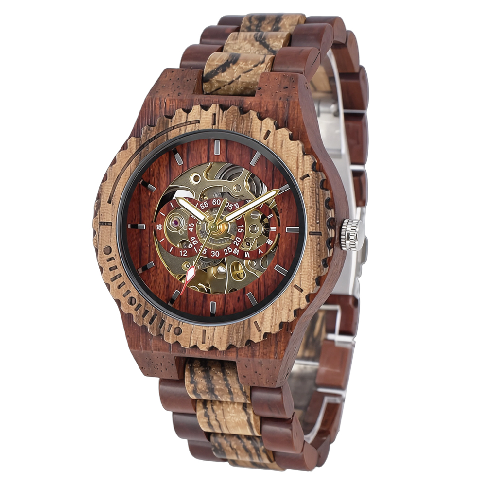 Montre mécanique en bois pour  - Skeleton Mechanical Watch avis et prix