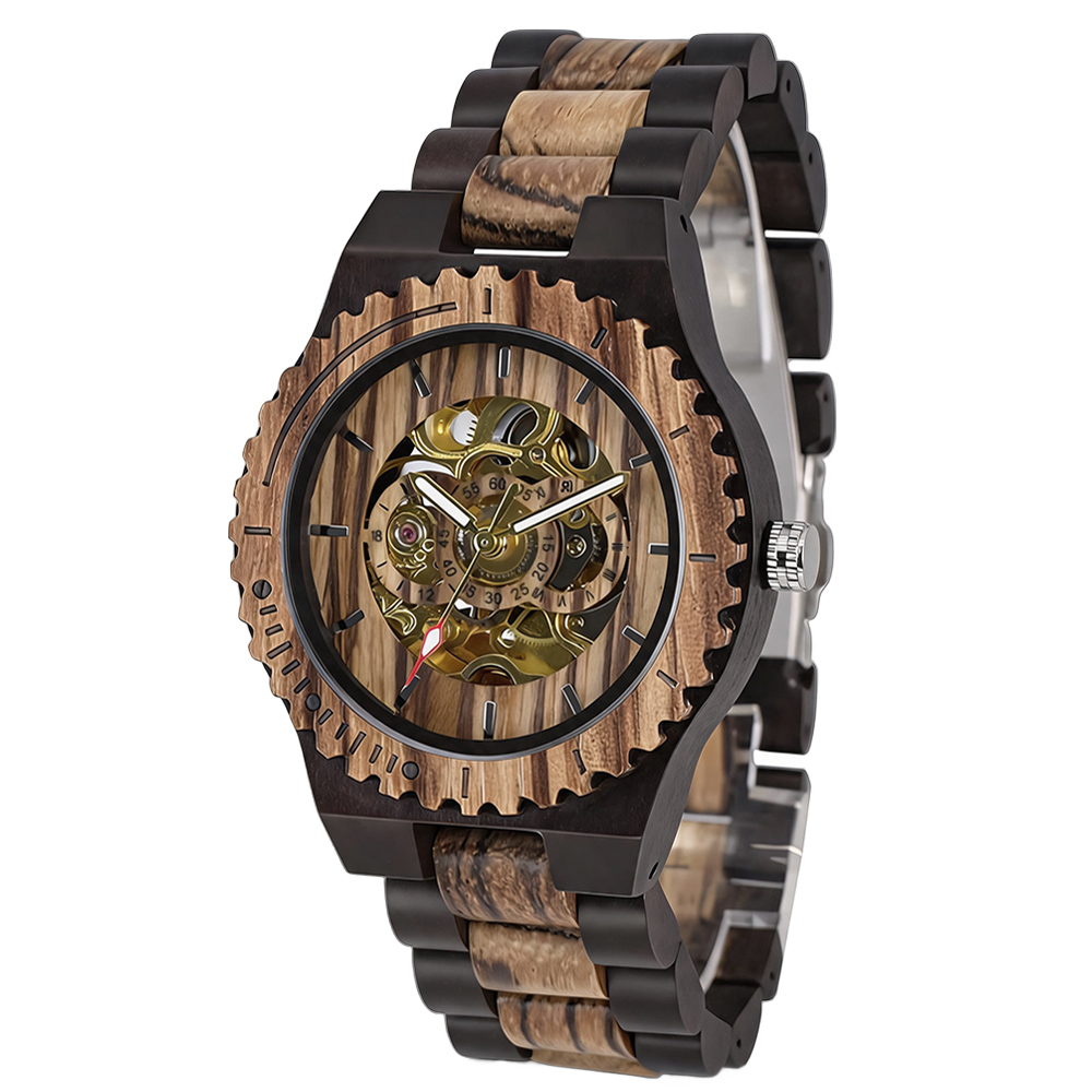 Montre mécanique en bois pour  - Skeleton Mechanical Watch avis et prix